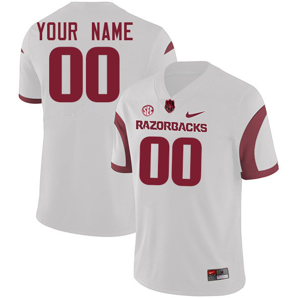 Custom Arkansas Razorbacks Name And Number Football Jersey-Retro White